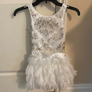 White and gold sequin dress